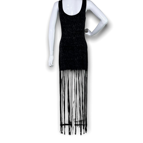 Fora Dresses & Skirts - Fora Bodycon Fringe Black Tank Dress